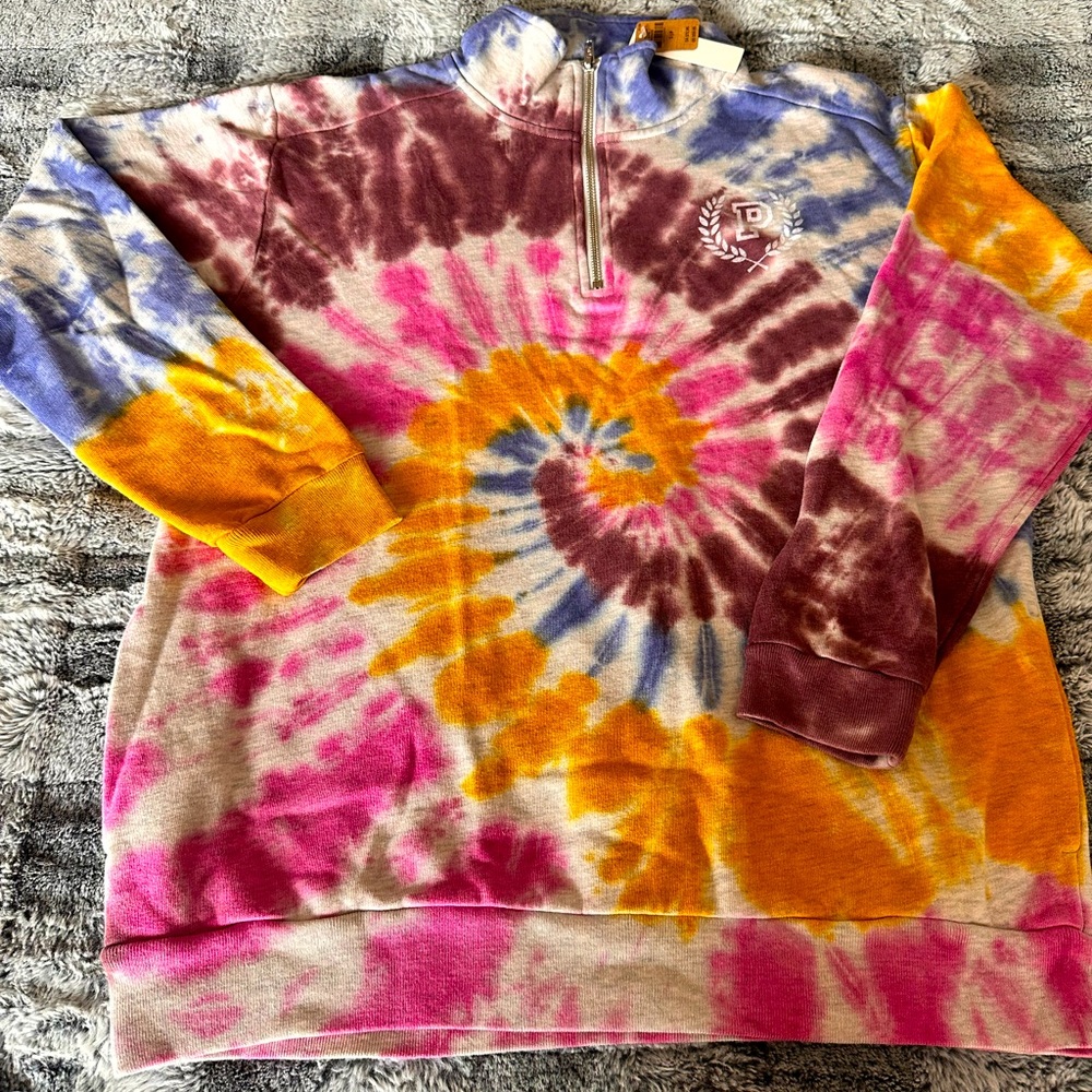 Vs PINK half zip tie dye sweater small